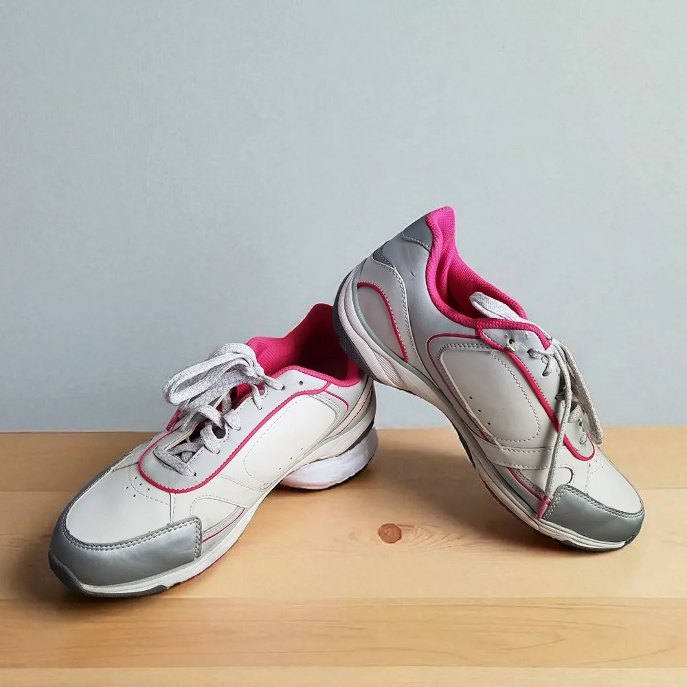 Vionic Sneakers Women's 7.5 Pink Gray Zen Walker Orthaheel Athletic Walk Shoes